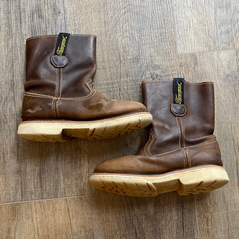Thorogood 314-4300 Brown Leather Wellington Pull On Work Boots Child Size 2M